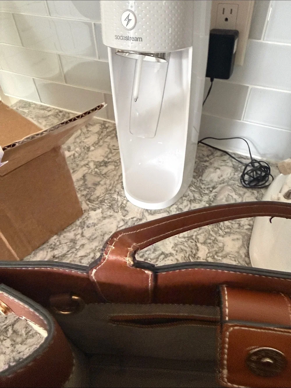 Tory Burch Canvas and Brown Leather Tote
